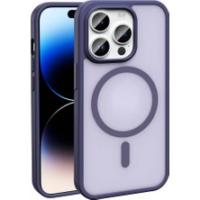 ZORE Apple iPhone 14 Pro Kılıf Magsafe Şarj Özellikli Mat Arka Yüzey Zore Sio Kapak-Koyu Mor