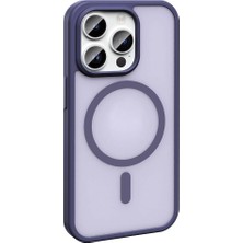 ZORE Apple iPhone 14 Pro Kılıf Magsafe Şarj Özellikli Mat Arka Yüzey Zore Sio Kapak-Koyu Mor