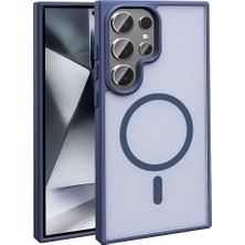 ZORE Samsung Galaxy S24 Ultra Kılıf Magsafe Şarj Özellikli Mat Arka Yüzey Zore Sio Kapak-Lacivert