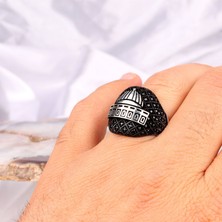 Takı925 925 Ayar Gümüş Mikro Taşlı Mescid-I Aksa Motifli Erkek Yüzük