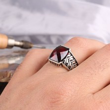 Takı925 925 Ayar Gümüş Örgü Model Zirkon Taşlı Erkek Yüzük