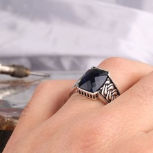 Takı925 925 Ayar Gümüş Örgü Model Zirkon Taşlı Erkek Yüzük