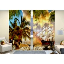 Özel Tasarım Ultra Hd  Marka Fon Perde Blackout Mikro Petek Kumaş Çift Kanat Perde 280*240CM Manzara