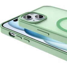 Apple iPhone 14 Plus Kılıf Magsafe Şarj Özellikli Mat Arka Yüzey Zore Sio Kapak-Açık Yeşil