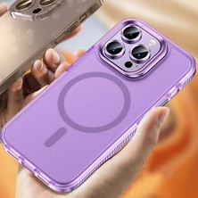ZORE Apple iPhone 15 Pro Kılıf Airbagli Magsafe Wireless Şarj Özellikli Lens Koruyuculu Zore Klaptika Kapak-Gri