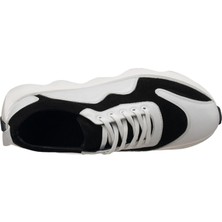 Costo Shoes ST1957 Beyaz Dana Derisi ve Siyah Dana Süet Ganrli Spor Ayakkabı