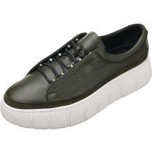 Costo Shoes CK03 Haki Deri Büyük Numara Erkek Spor Ayakkabısı Rahat Geniş Kalıp Şık