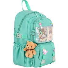 Niss Store Kawai Model Kore Tarzı Oyuncak Aksesuarlı Yeşil Kız ve Erkek Çocuk Sırt Çantası ve Okul Çantası