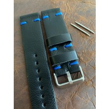 El Dikişi Parlak Siyah Gerçek Deri Saat Kordonu. Hakiki Deri. 18,20,22,24,26MM. Sipariş Üzerine Üretilir.
