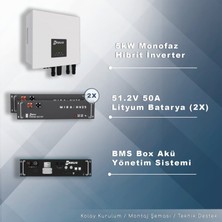 Matech 5kw Monofaz Hibrit Depolamalı Paket Sistem