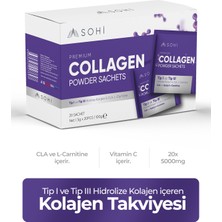 Kolajen Tozu Şaşe Tip 1 ve 3-Premium  Collagen (20'li 100 Gr)