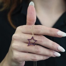 İryum 0.55 Karat Yakut Yıldız Kolye