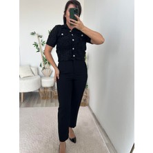 Patuta Butik Siyah Önü Flatolu Kumaş Pantolon