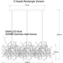 NZL Lighting Modern Üçlü Pullu Gümüş Renkli Sarkıt Avize