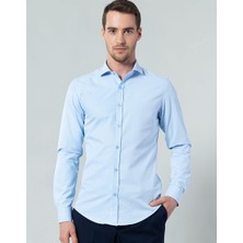 Tudors Slim Fit Mavi Erkek Gömlek