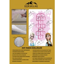 Doruklar Home Collection Kaymaz Taban Makinada Yıkanabilir Dijital Baskı Elsa Seksek Desenli Çocuk Odası Halısı Dot Taban Halı
