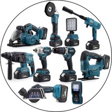 Chelikbei Onlu Set (Led Işık + Kırıcı Delici Matkap+Avuç Taşlama+Somun Sıkma+Vidalama+Sunta Kesme+Dekupaj+Lazer Metre+Oto Yıkama+Çok Fonksiyonlu Avuç Taşlama)