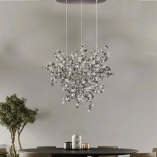 NZL Lighting Yuvarlak Modern Üçlü Pullu Gümüş Renkli Sarkıt Avize