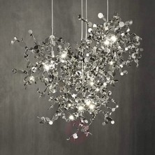 NZL Lighting Yuvarlak Modern Üçlü Pullu Gümüş Renkli Sarkıt Avize