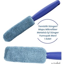 Jant ve Egzoz Temizlik Süngeri Mopu Mikrofiber Metalsiz Içi Sünger Yumuşak Mavi 1 Adet