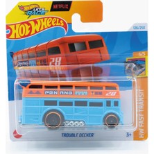 Hot Wheels 1/64 Ölçek Tekli Regular Arabalar HTD46 Hw Fast Transit / Trouble Decker (Mavi)