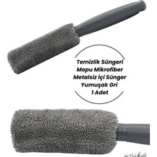 Jant ve Egzoz Temizlik Süngeri Mopu Mikrofiber Metalsiz Içi Sünger Yumuşak Gri 1 Adet