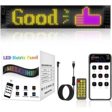 Wearfit Pro LED Matrix Panel 37CM Dijital Ekranlı Kumandalı App Uygulama Kontrolü Dükkan Tabela, Araba, Motor, Kamyon, Tır Otomobiller ve Motorlar Için