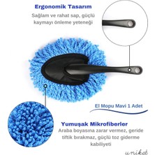 Makarna El Mopu Mini Mikrofiber Toz Alma ve Islak-Kuru Temizleme Fırçası 1 Adet Mavi