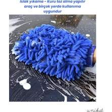 Ultra Yumuşak Mikrofiber Yıkama Eldiveni - Çift Yönlü Makarna Mavi 1 Adet