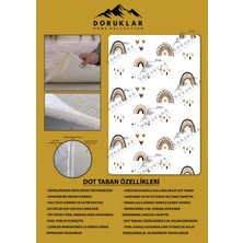 Doruklar Home Collection Kaymaz Taban Makinada Yıkanabilir Dijital Baskı Gökkuşağı Desenli Çocuk Odası Halısı Dot Taban Halı