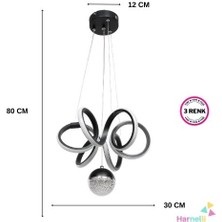 Harnelli 3 Renk Yanabilen Şeker Camlı Modern Ledli Avize