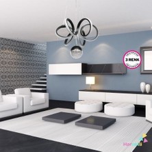 Harnelli 3 Renk Yanabilen Şeker Camlı Modern Ledli Avize