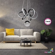 Harnelli 3 Renk Yanabilen Şeker Camlı Modern Ledli Avize