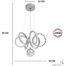 Harnelli 3 Renk Yanabilen Şeker Camlı Modern Ledli Avize