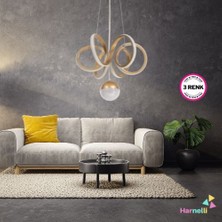 3 Renk Yanabilen Şeker Camlı Modern Ledli Avize