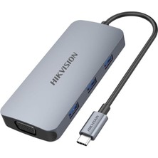 Hıkvısıon USB Hub 3.0 Udb Çoklayıcı 8in1 Dizüstü ve Bilgisayar Pc Kullanımı Için USB 3.0 Type-C Güç Çıkışlı DS401 (8 Port USB 3.0+Vga+Hdmi+Tf Kart+Type-C)