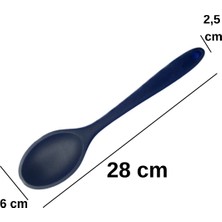 Sert Uçlu Isıya Dayanıklı Yanmaz Yapışmaz Silikon Uzun Kaşık 28 cm Kısa Kaşık 22 cm / 2 Adet