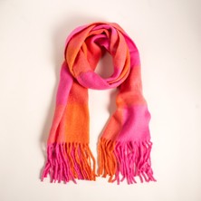 Zsa Zsa Zsu Pera Akrilik Yün Atkı 45X220 cm Turuncu/pembe