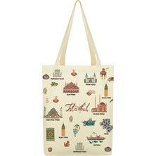 Kanvas Istanbul Kolaj Baskılı Bez Çanta