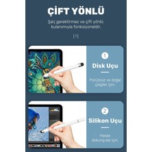 Apple, Ipad, iPhone ve Tüm Cihazlarla Uyumlu Tablet Kalemi 2in1 Disk Uçlu Stylus Çizim Kalemi