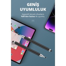 Apple, Ipad, iPhone ve Tüm Cihazlarla Uyumlu Tablet Kalemi 2in1 Disk Uçlu Stylus Çizim Kalemi