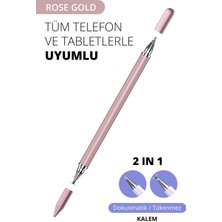 Apple, Ipad, iPhone ve Tüm Cihazlarla Uyumlu Tablet Kalemi 2in1 Tükenmez Kalem Stylus Çizim Kalemi