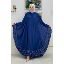 Bym Fashion Taş Detaylı Abayalı Elbise Takım 3927 Lacivert