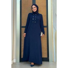 Bym Fashion Çıt Çıt Düğme Detaylı Elbise 3928 Lacivert