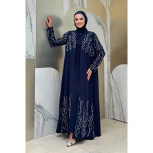 Bym Fashion Taş Detaylı Yelekli Elbise Takım 3929 Lacivert