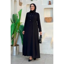 Bym Fashion Çıt Çıt Düğme Detaylı Elbise 3928 Siyah