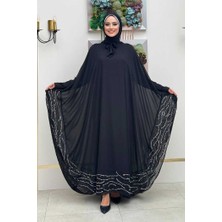 Bym Fashion Taş Detaylı Abayalı Elbise Takım 3927 Siyah