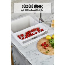 EW's Kitchenware Lavoba Içi Sürgülü Açılır Kapanır Sebze Meyve Süzgeci Beyaz (Açık 38,5 cm Kapalı 34,50 cm )