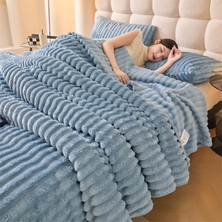 Out Yuy Tavşan Battaniye Yumuşak Rahat Kadife Battaniye 120*200CM Açık Mavi (Yurt Dışından)