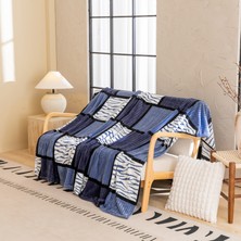 Out Yuy 1 Parça Baskılı Ekose Battaniye Çok Amaçlı Battaniye 70*100CM Lacivert (Yurt Dışından)